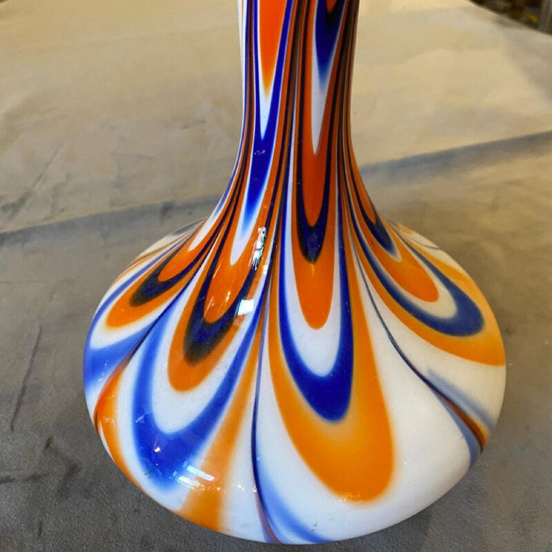 Vintage oranje en blauwe opaline vaas van Carlo Moretti, 1970