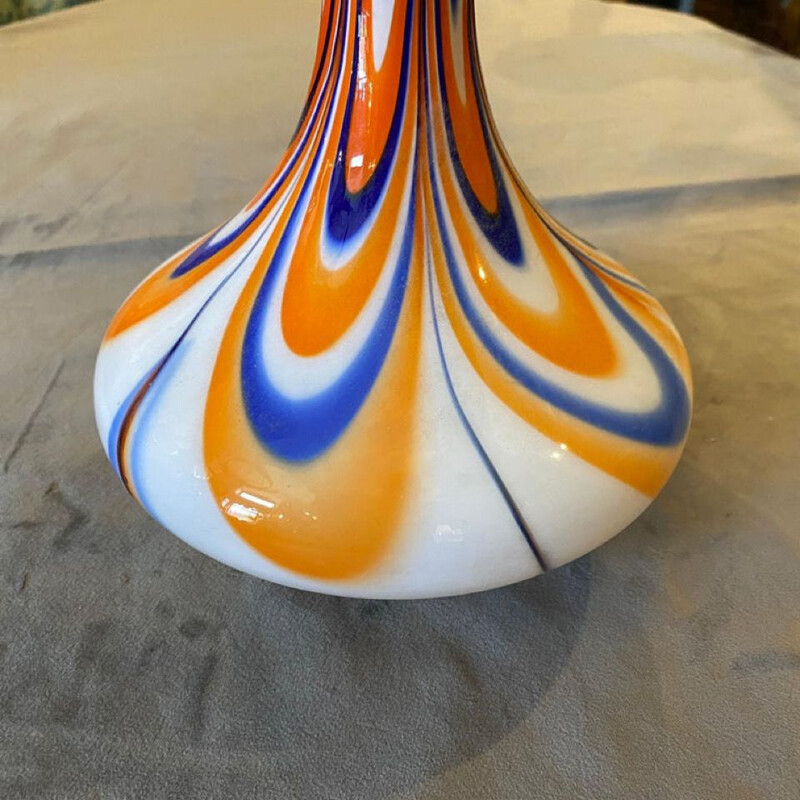 Vintage oranje en blauwe opaline vaas van Carlo Moretti, 1970