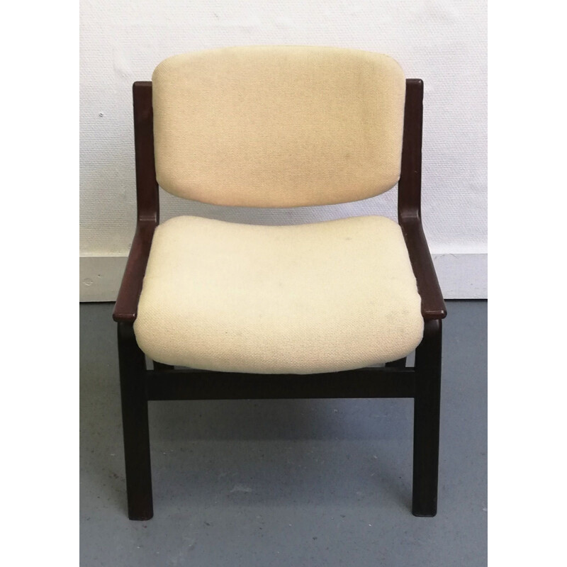 Paire de fauteuils scandinave vintage en bois et laine