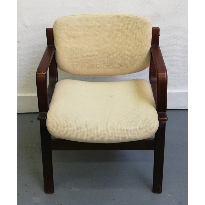 Skandinavisches Vintage-Sesselpaar aus Holz und Wolle