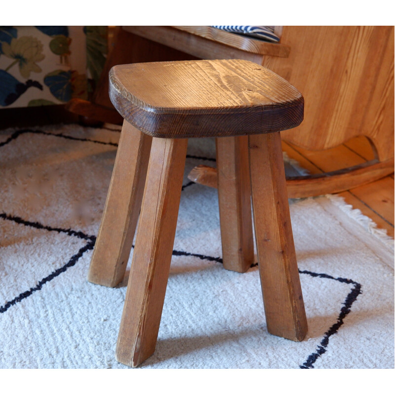 Tabouret vintage en bois, 1960