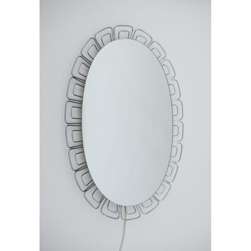 Vintage backlit wire mirror, Germany 1970