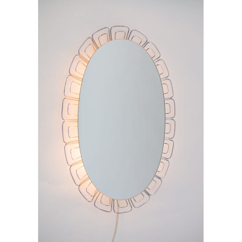 Vintage backlit wire mirror, Germany 1970