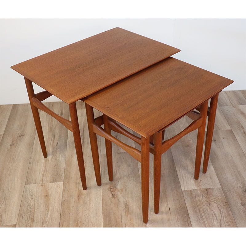 Scandinavian vintage teak nesting table by Poul Hundevad for Fabian, 1960