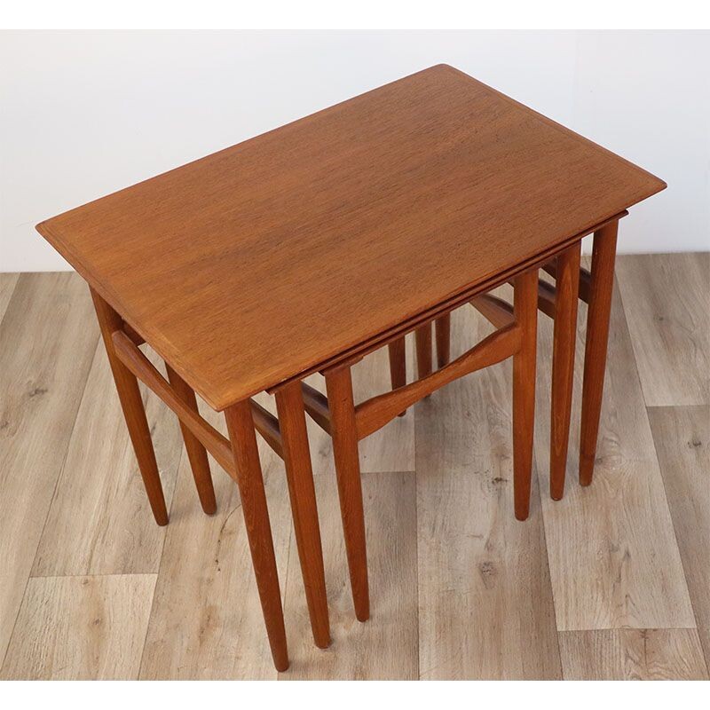 Scandinavian vintage teak nesting table by Poul Hundevad for Fabian, 1960