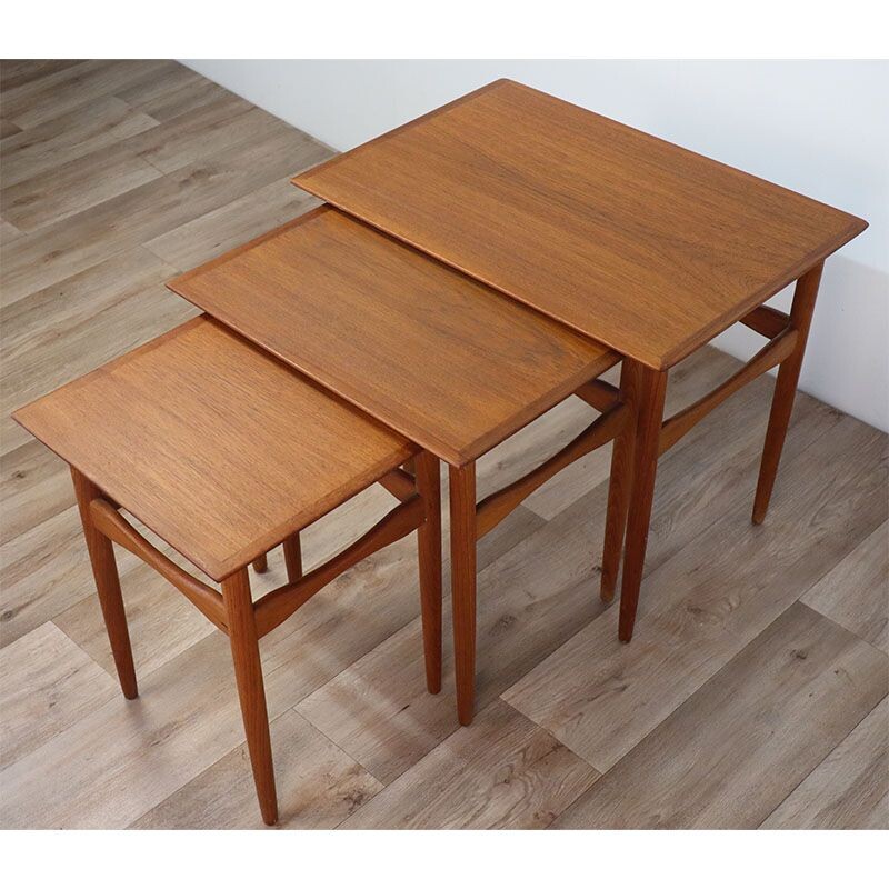 Scandinavian vintage teak nesting table by Poul Hundevad for Fabian, 1960