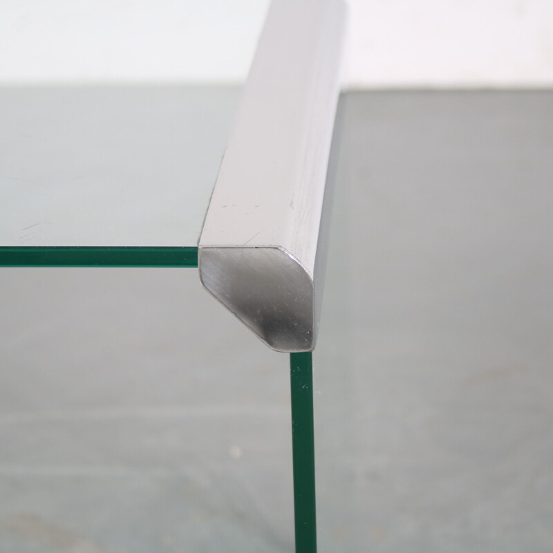 Vintage square clear molded glass side table by Pierangelo Gallotti for Gallotti & Radice, Italy 1970s