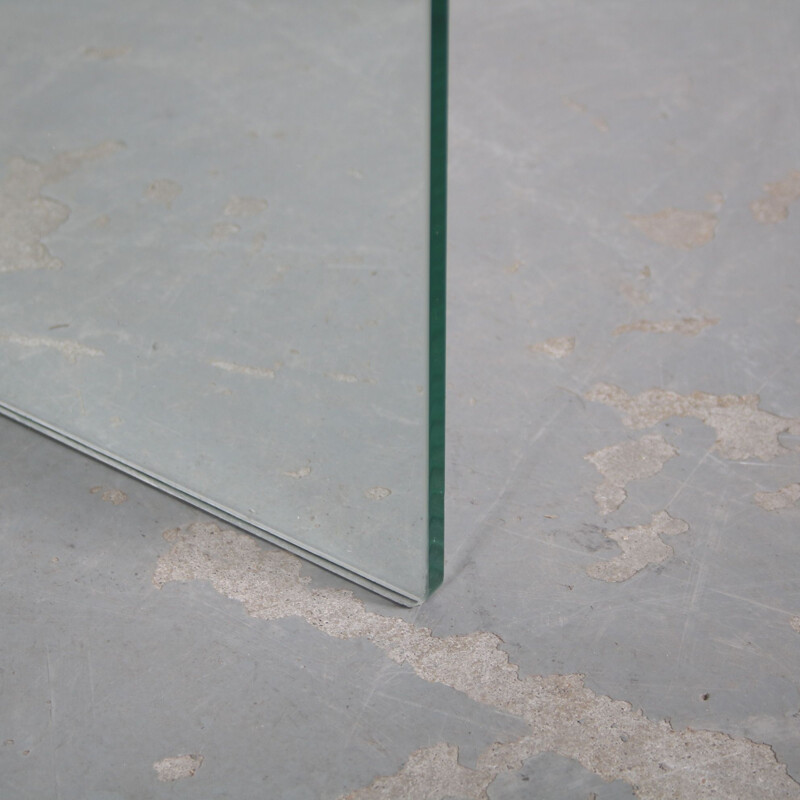 Table d'appoint carrée en verre moulé vintage par Pierangelo Gallotti pour Gallotti & Radice, Italie 1970