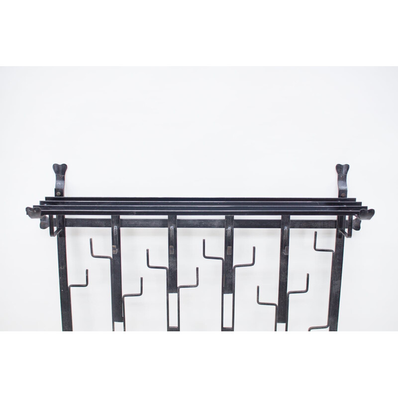 Vintage wrought iron wall coat rack, Germany 1960