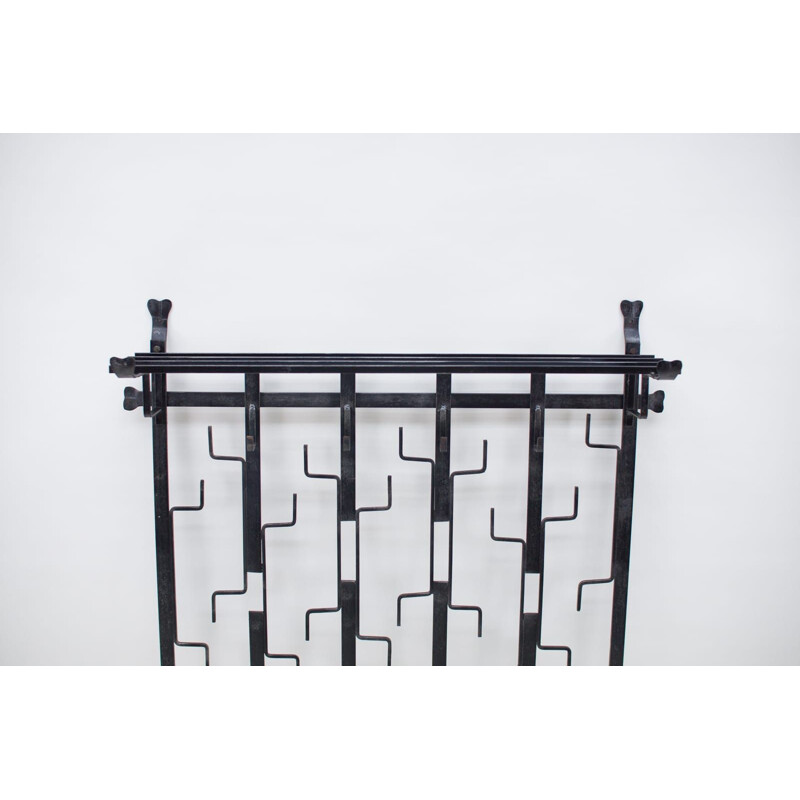 Vintage wrought iron wall coat rack, Germany 1960