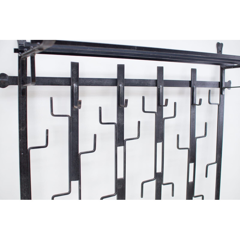 Vintage wrought iron wall coat rack, Germany 1960