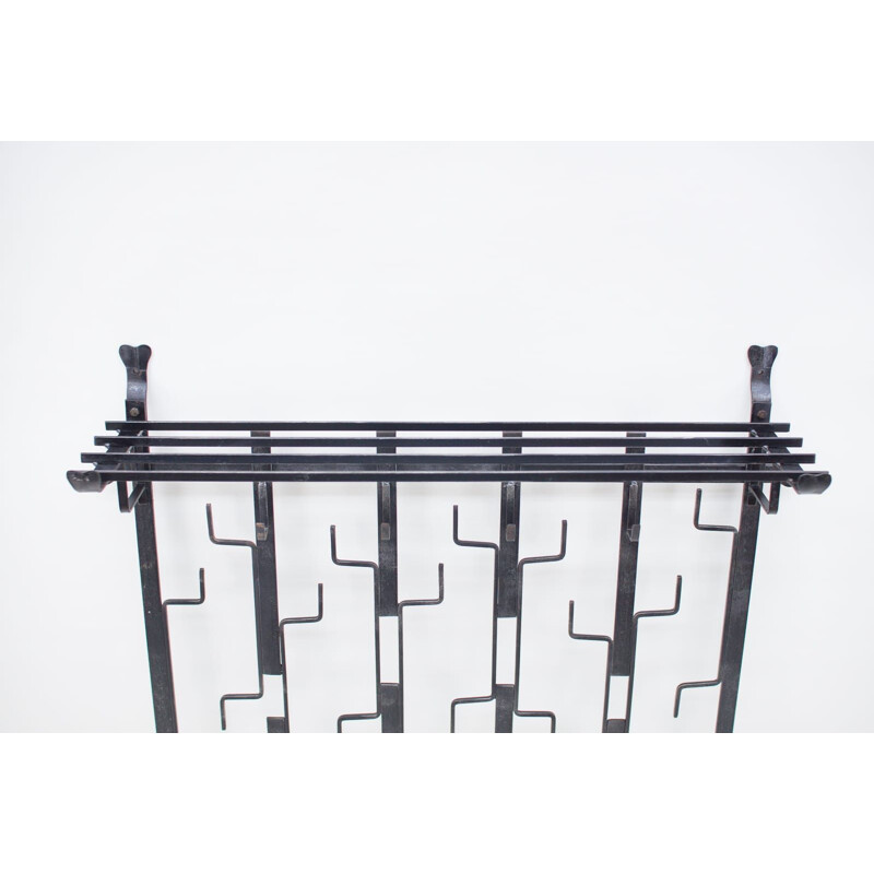 Vintage wrought iron wall coat rack, Germany 1960