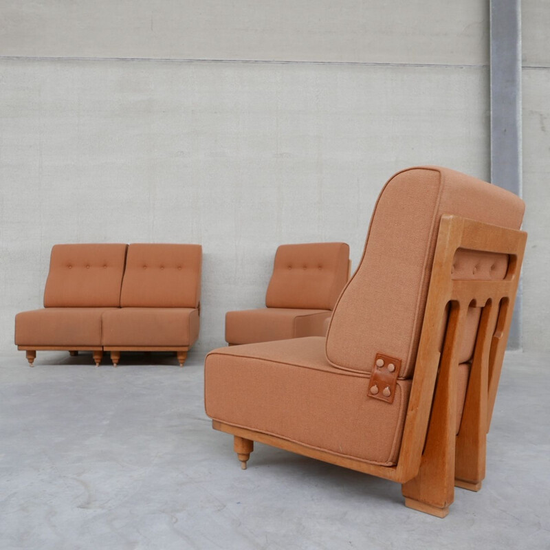 Ensemble de 5 fauteuils vintage par Guillerme et Chambron, France 1960