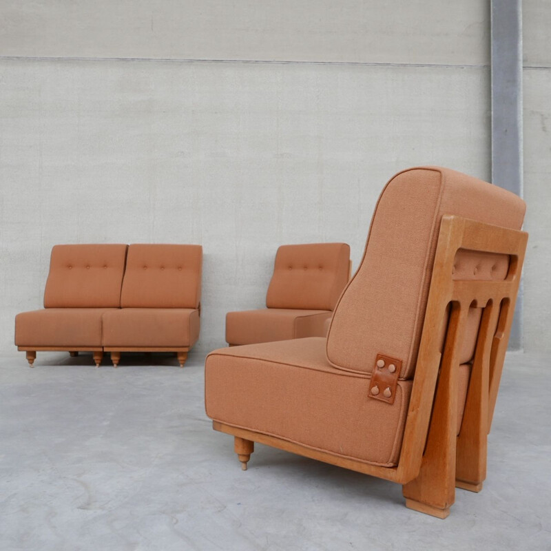 Set of 5 mid-century armchairs by Guillerme et Chambron, France 1960s