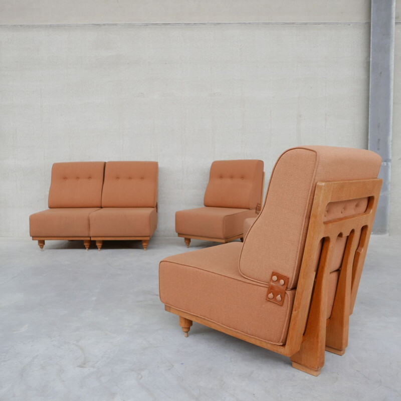 Set of 5 mid-century armchairs by Guillerme et Chambron, France 1960s