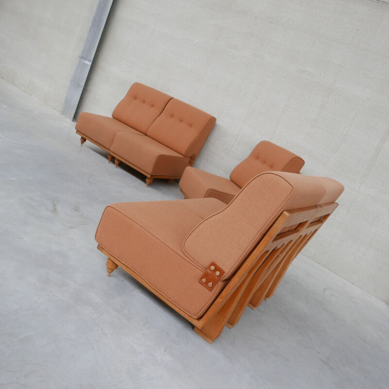 Set of 5 mid-century armchairs by Guillerme et Chambron, France 1960s