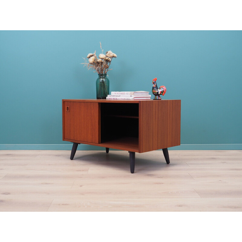 Teak Danish vintage sideboard with sliding door, 1970s