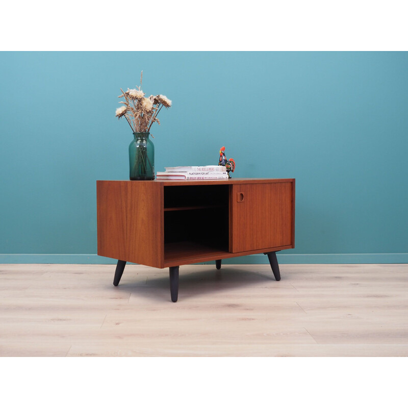 Teak Danish vintage sideboard with sliding door, 1970s