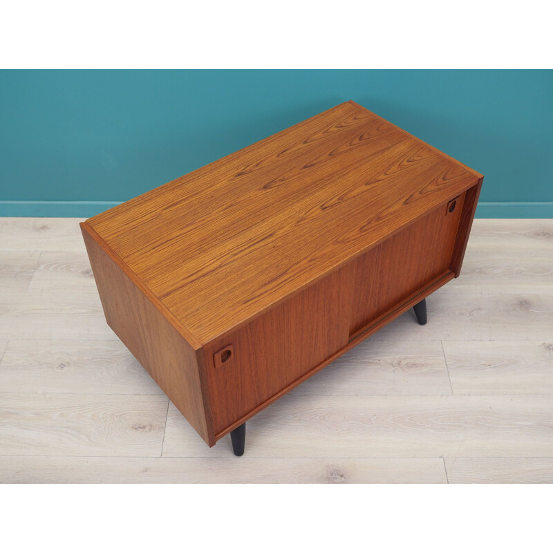 Teak Danish vintage sideboard with sliding door, 1970s