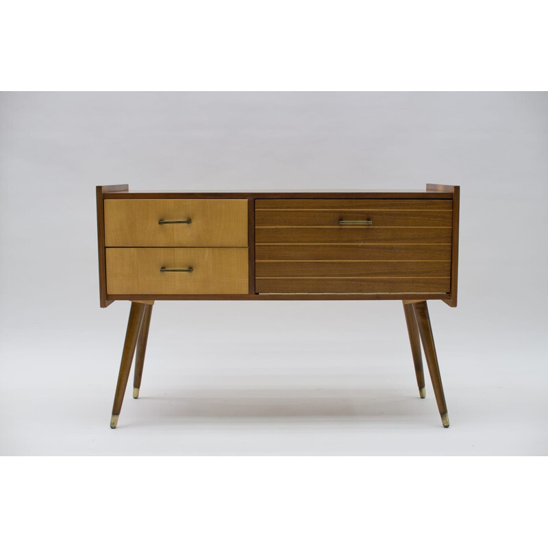 Strip vintage sideboard with two drawers