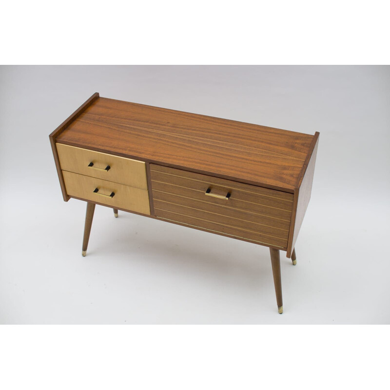 Strip vintage sideboard with two drawers