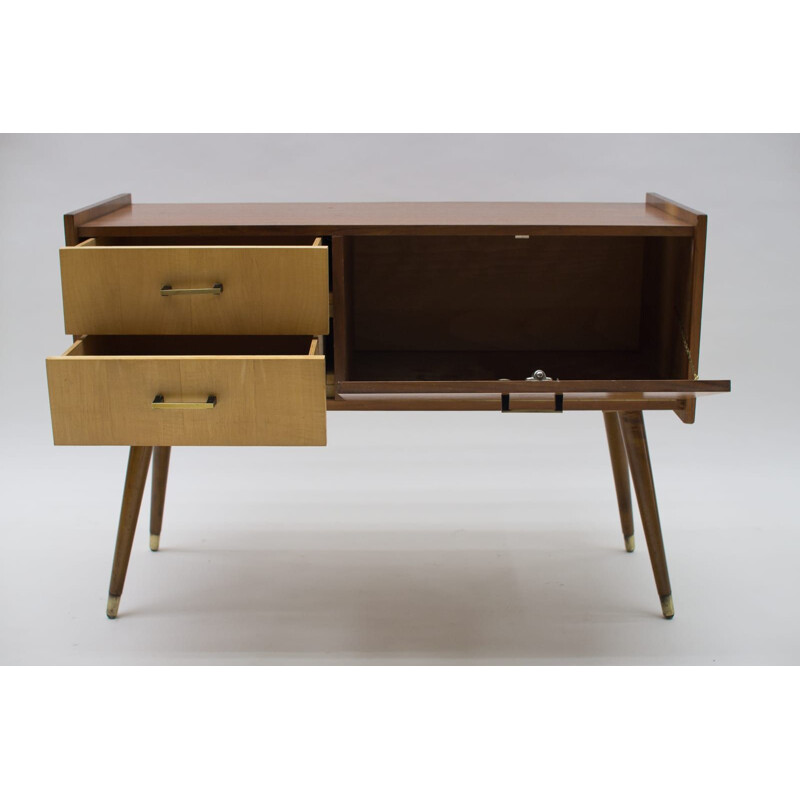 Strip vintage sideboard with two drawers