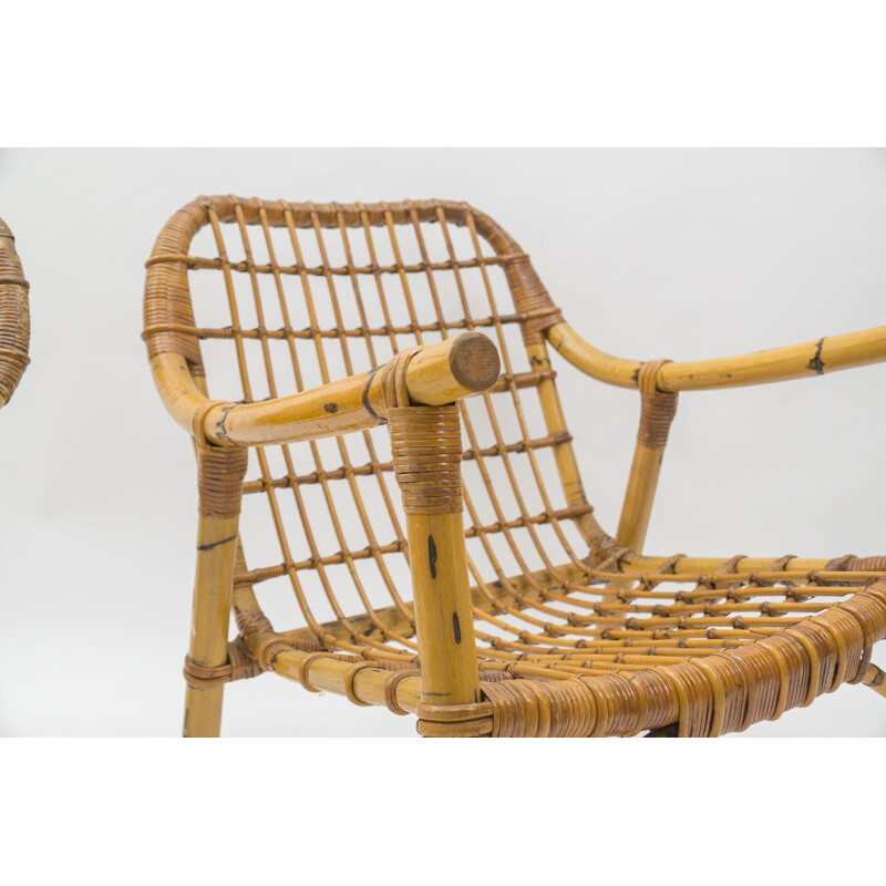 Ein Paar Vintage-Sessel aus Bambus und Rattan, Italien 1950