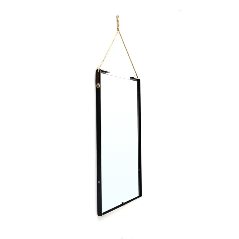 Rectangular vintage mirror with aluminum frame, Italy 1960s