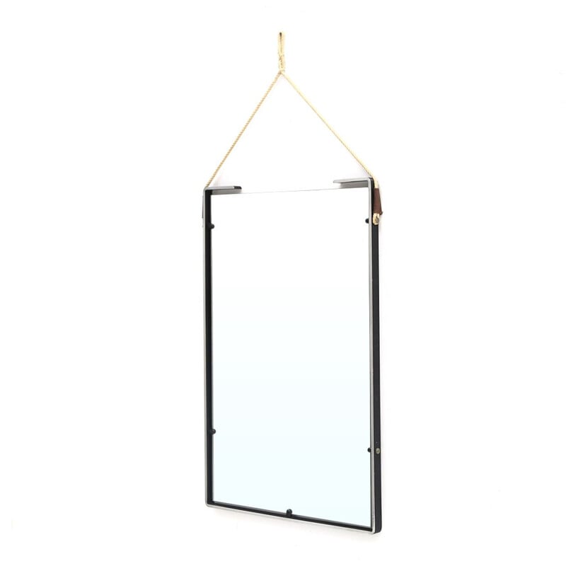 Miroir rectangulaire vintage avec cadre en aluminium, Italie 1960