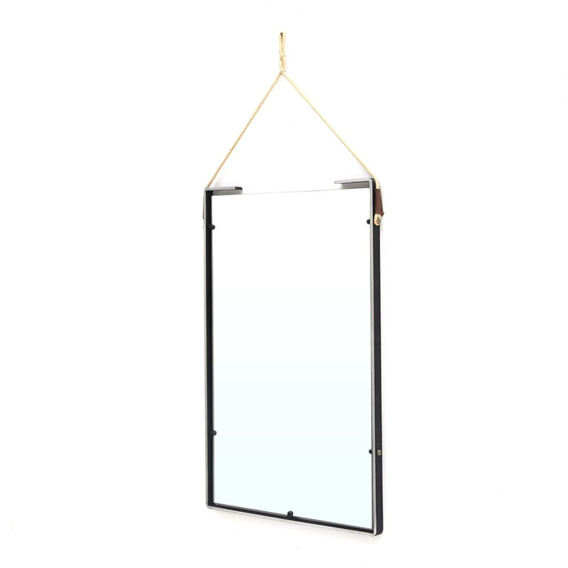 Rectangular vintage mirror with aluminum frame, Italy 1960s