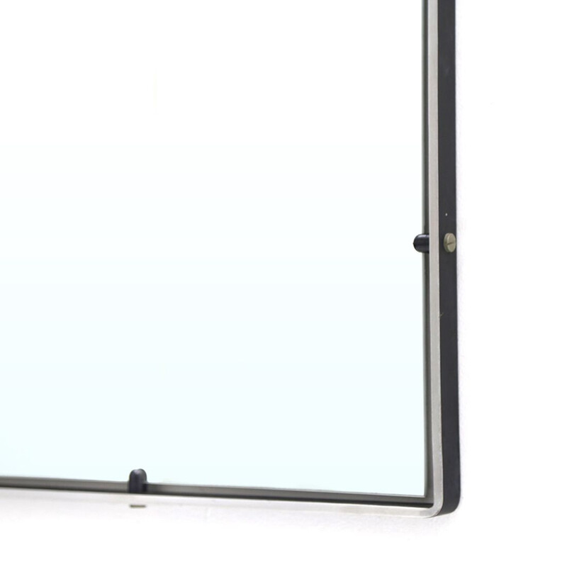 Rectangular vintage mirror with aluminum frame, Italy 1960s