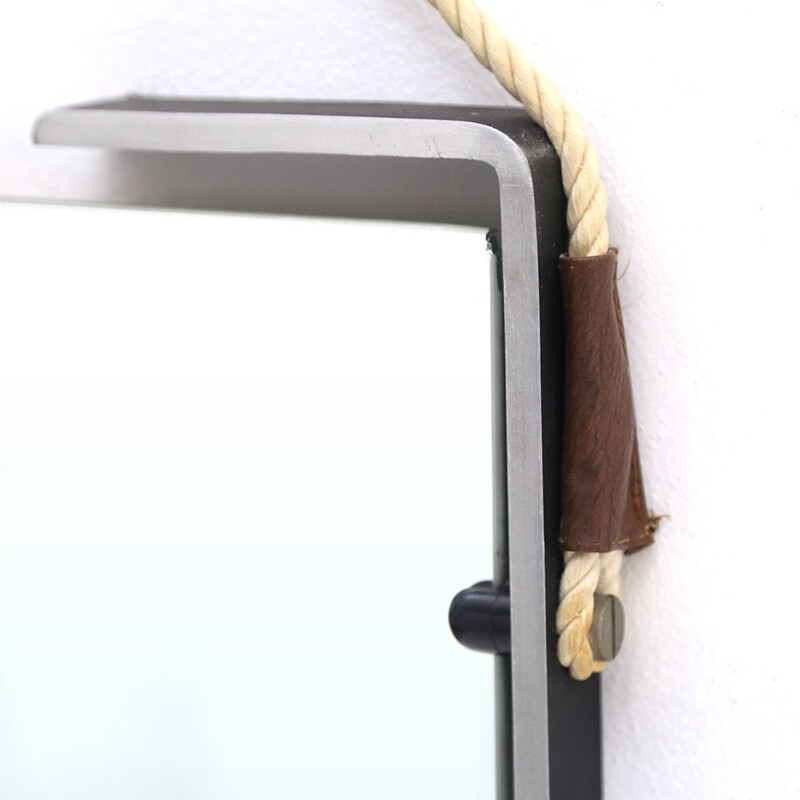 Rectangular vintage mirror with aluminum frame, Italy 1960s