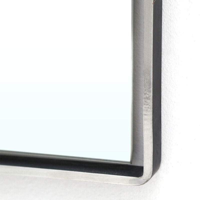 Rectangular vintage mirror with aluminum frame, Italy 1960s