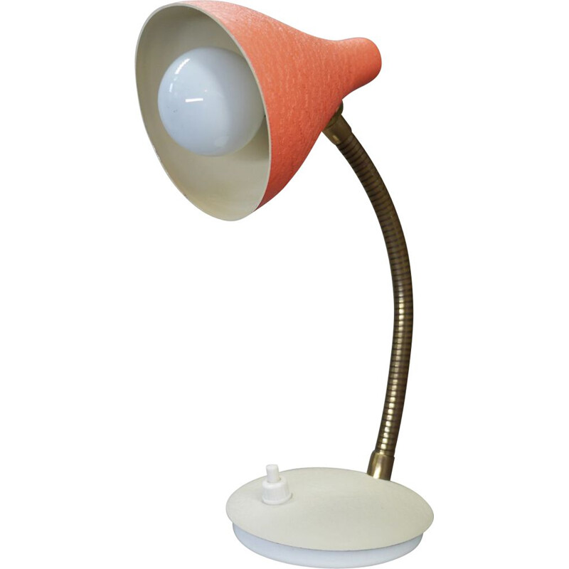 Vintage coral table lamp with gooseneck, Germany 1950s
