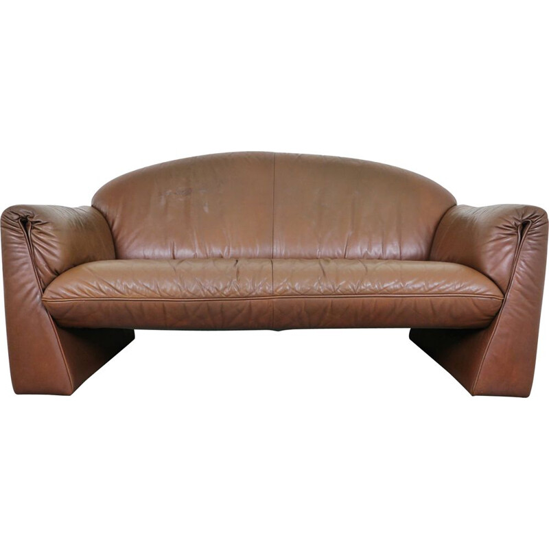 Vintage 2-seater leather Octanova sofa by Peter Maly for Cor, Germany 1980s