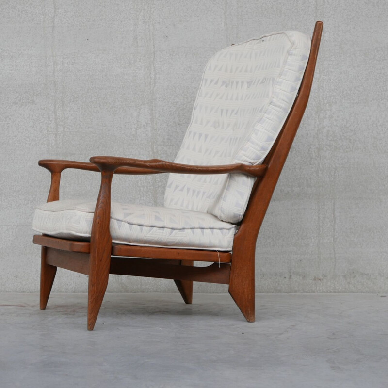 Pair of Edouard vintage oakwood armchairs by Guillerme and Chambron, France 1960s