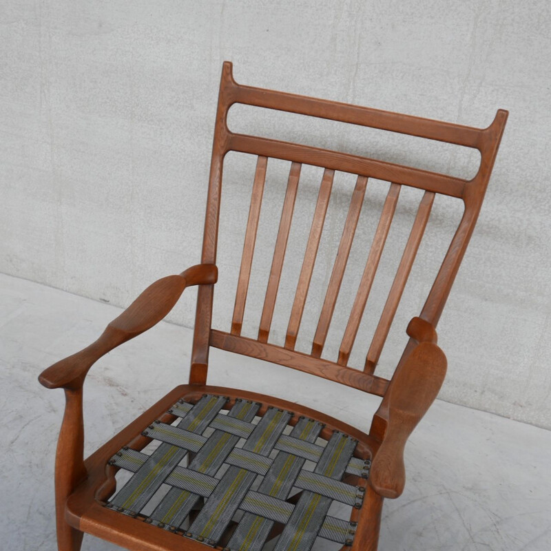 Pair of Edouard vintage oakwood armchairs by Guillerme and Chambron, France 1960s