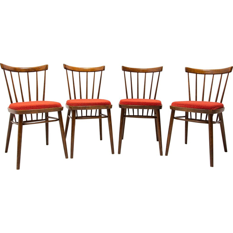 Set of 4 mid century dining chairs by J.Kobylka for Tatra Nabytok Pravenec, 1960s