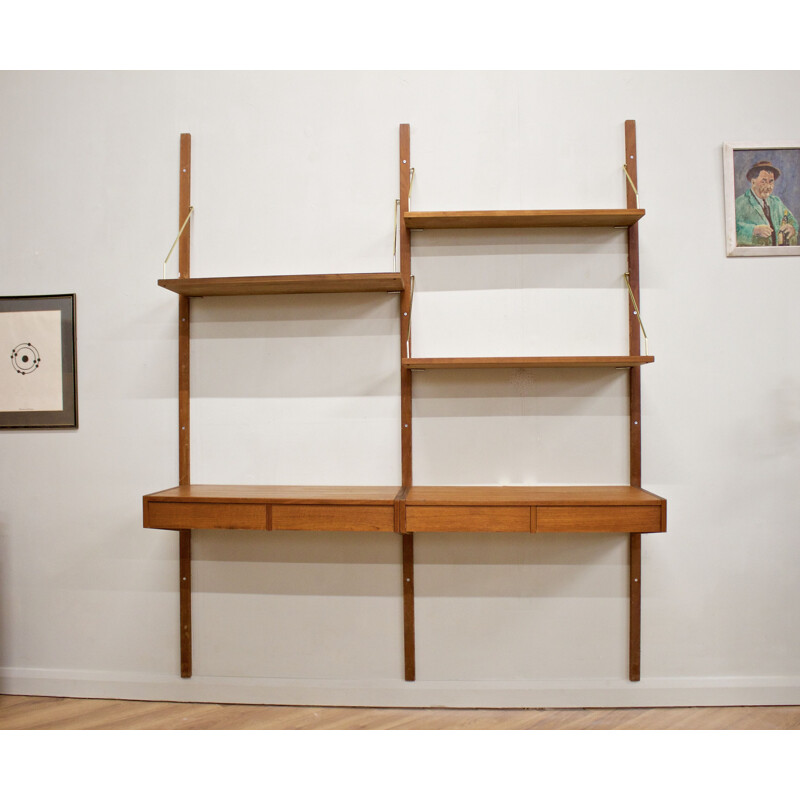 Danish vintage teak 5-piece shelving unit, 1960s