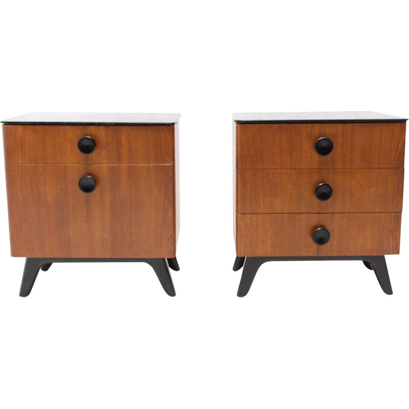 Pair of vintage night stands by Jindřich Halabala for Úp Závody, Czechoslovakia 1950