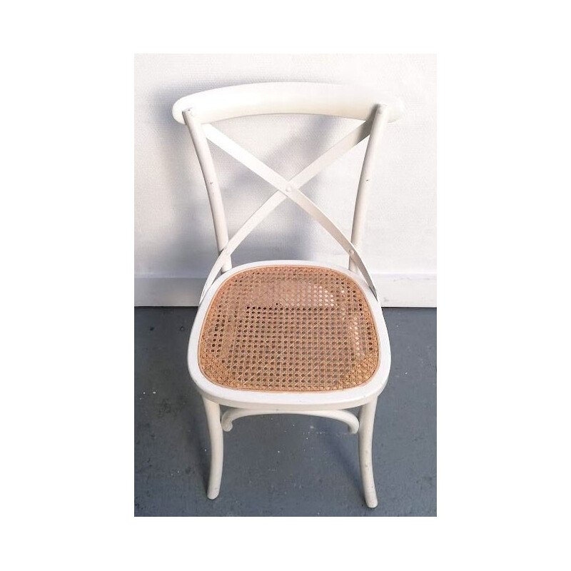 Beukenhout en rieten vintage stoel, Ton 150