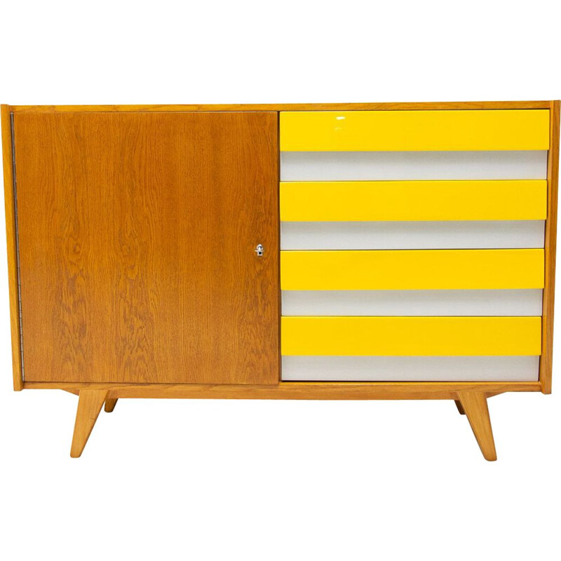 Commode vintage en bois de hêtre U-458 avec tiroirs par Jiri Jiroutek, Tchécoslovaquie 1960