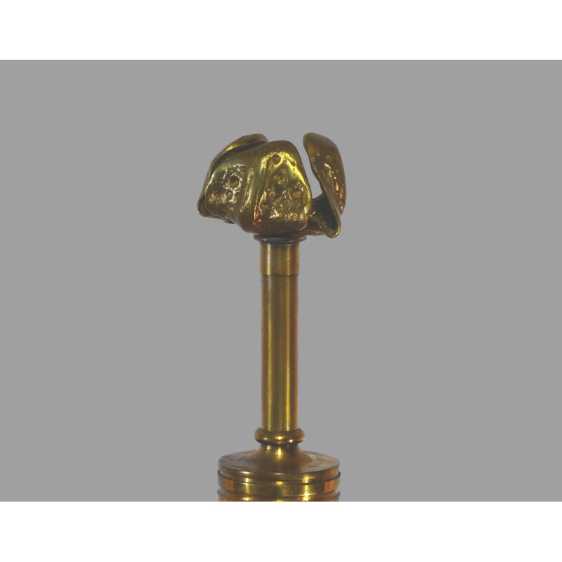 Lampada vintage in bronzo dorato con fogliame, 1970