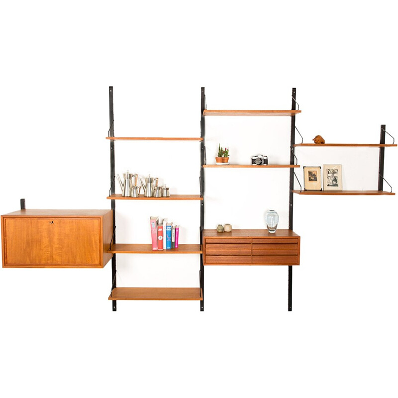 Vintage modular wall system in teak, Poul CADOVIUS - 1960s