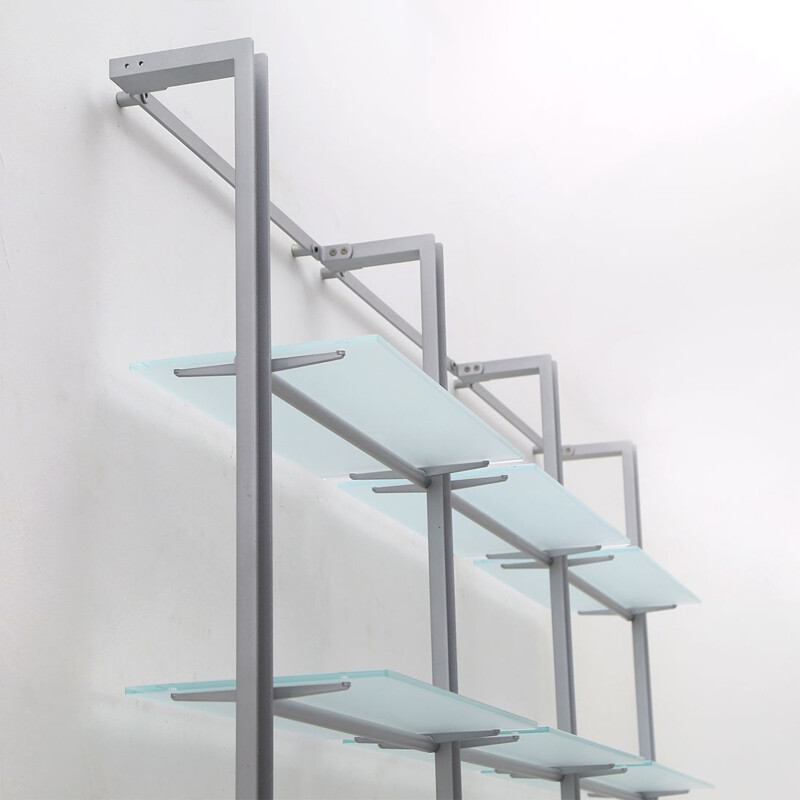 Vintage "Armida" bookcase in steel and glass by Flavio Caronni and Donato Bonanomi for Desalto, 1990s