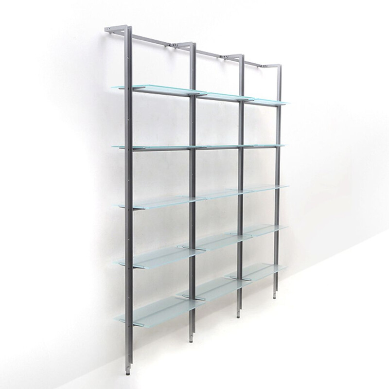 Vintage "Armida" bookcase in steel and glass by Flavio Caronni and Donato Bonanomi for Desalto, 1990s