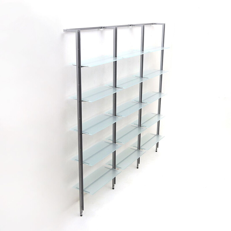 Vintage "Armida" bookcase in steel and glass by Flavio Caronni and Donato Bonanomi for Desalto, 1990s