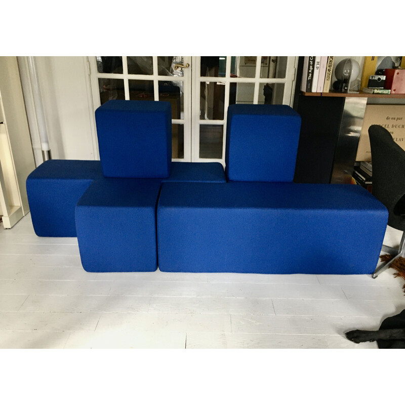 Gridmo blue vintage modular sofa by Peter J. Lassen for Montana
