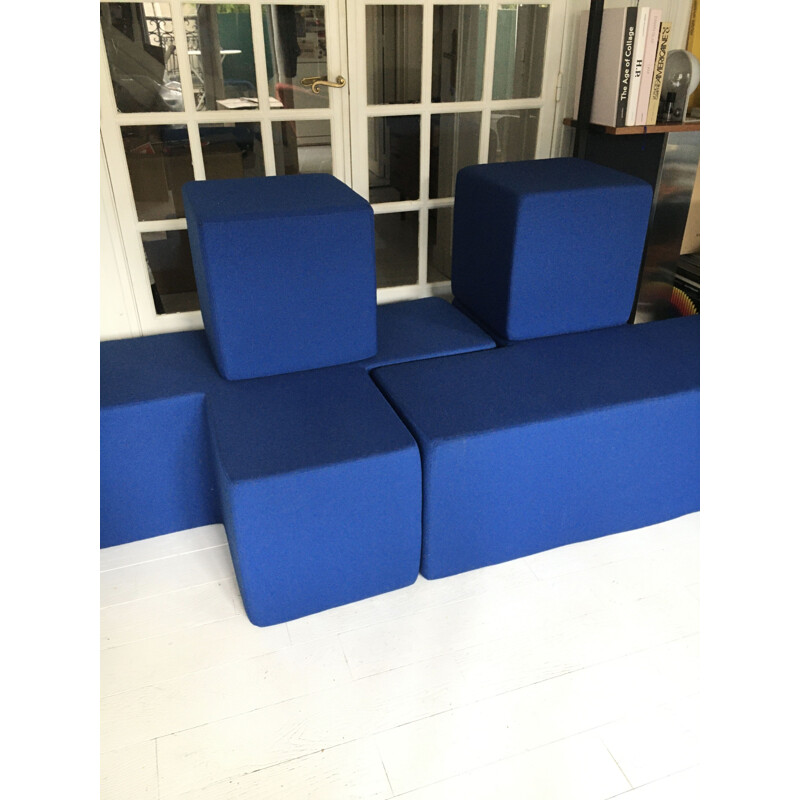 Gridmo blue vintage modular sofa by Peter J. Lassen for Montana