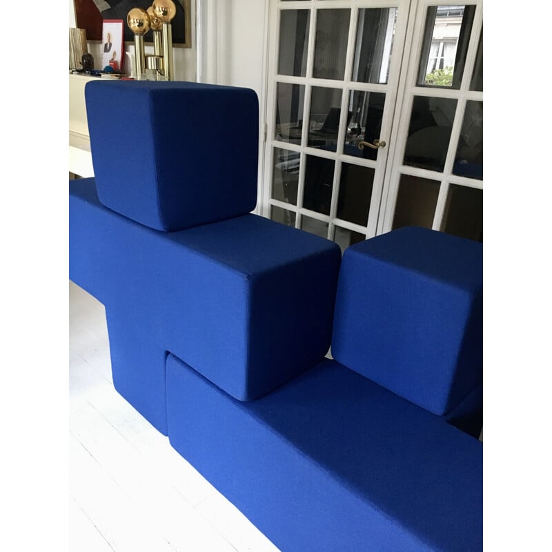 Gridmo blue vintage modular sofa by Peter J. Lassen for Montana